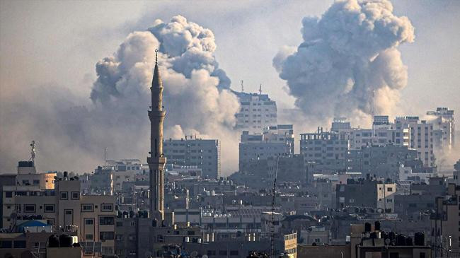 smoke plumes billow during israeli air strikes in gaza city on october 12 2023