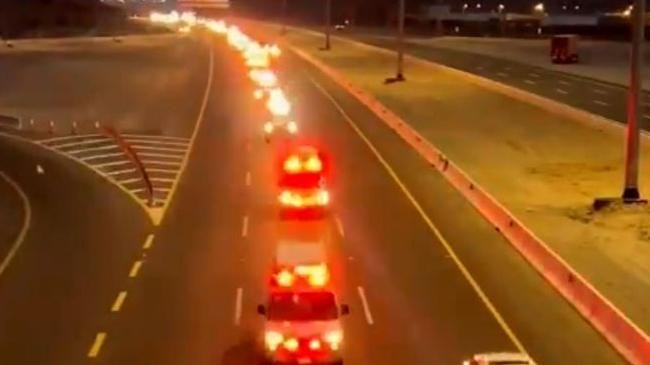 the convoy of ambulances taking patients to perform hajj