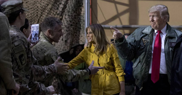 trump in the war camp in iraq