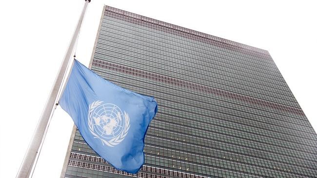 united nations flag at half mast